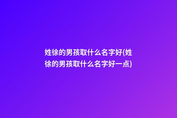 姓徐的男孩取什么名字好(姓徐的男孩取什么名字好一点)