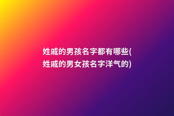 姓戚的男孩名字都有哪些(姓戚的男女孩名字洋气的)