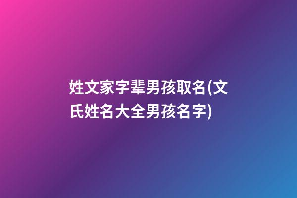 姓文家字辈男孩取名(文氏姓名大全男孩名字)