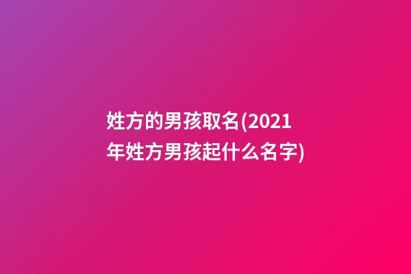 姓方的男孩取名(2021年姓方男孩起什么名字)