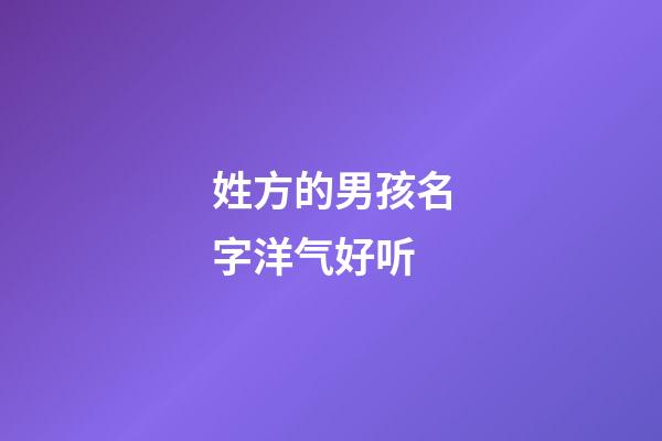 姓方的男孩名字洋气好听