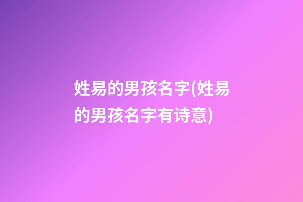 姓易的男孩名字(姓易的男孩名字有诗意)