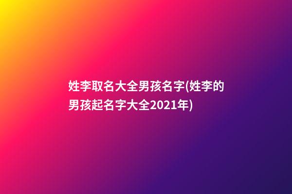 姓李取名大全男孩名字(姓李的男孩起名字大全2021年)