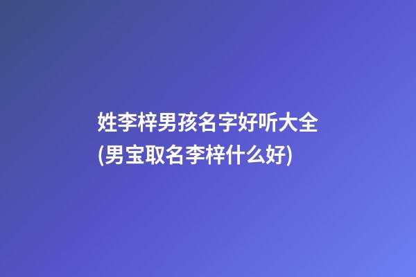 姓李梓男孩名字好听大全(男宝取名李梓什么好)