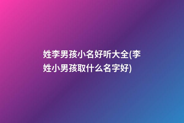 姓李男孩小名好听大全(李姓小男孩取什么名字好)