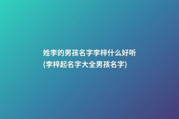 姓李的男孩名字李梓什么好听(李梓起名字大全男孩名字)