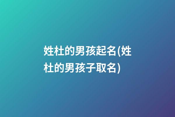 姓杜的男孩起名(姓杜的男孩子取名)