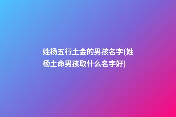 姓杨五行土金的男孩名字(姓杨土命男孩取什么名字好)