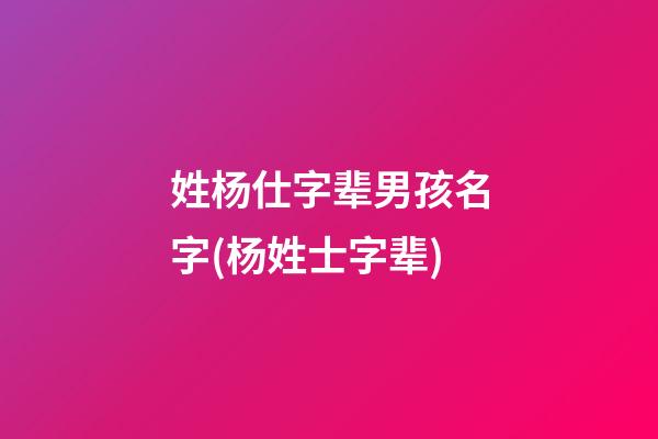 姓杨仕字辈男孩名字(杨姓士字辈)