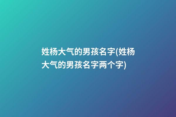 姓杨大气的男孩名字(姓杨大气的男孩名字两个字)