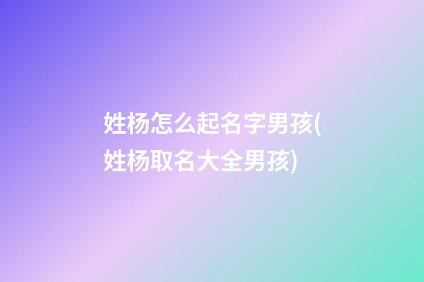 姓杨怎么起名字男孩(姓杨取名大全男孩)