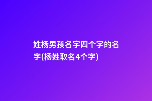 姓杨男孩名字四个字的名字(杨姓取名4个字)