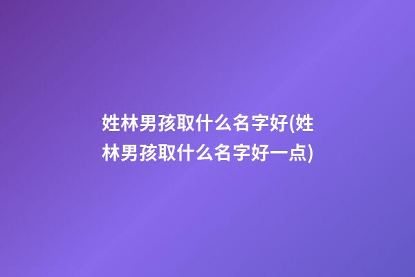 姓林男孩取什么名字好(姓林男孩取什么名字好一点)