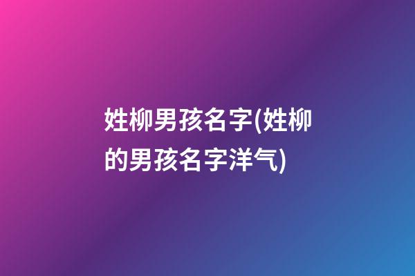 姓柳男孩名字(姓柳的男孩名字洋气)