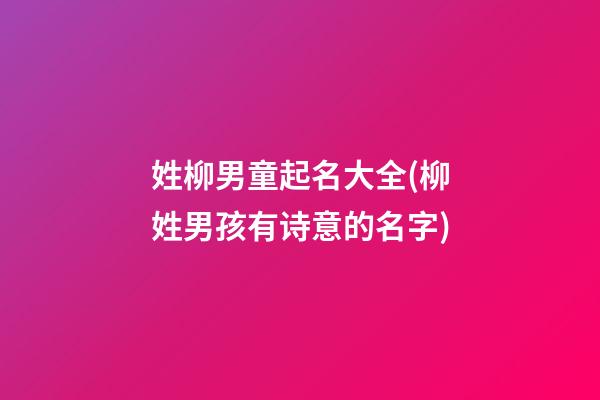 姓柳男童起名大全(柳姓男孩有诗意的名字)