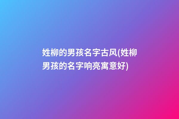 姓柳的男孩名字古风(姓柳男孩的名字响亮寓意好)