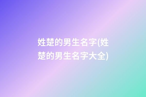 姓楚的男生名字(姓楚的男生名字大全)