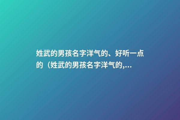 姓武的男孩名字洋气的、好听一点的（姓武的男孩名字洋气的,好听一点的有哪些）