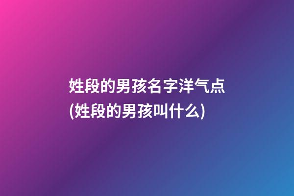 姓段的男孩名字洋气点(姓段的男孩叫什么)