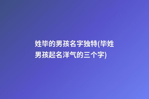 姓毕的男孩名字独特(毕姓男孩起名洋气的三个字)