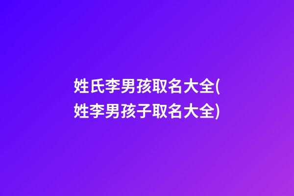 姓氏李男孩取名大全(姓李男孩子取名大全)