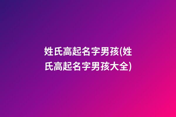 姓氏高起名字男孩(姓氏高起名字男孩大全)