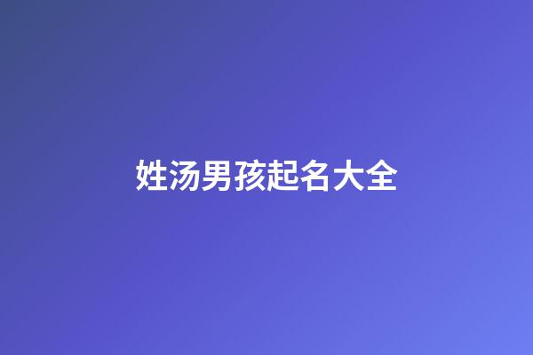 姓汤男孩起名大全