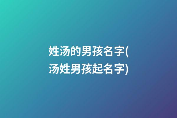姓汤的男孩名字(汤姓男孩起名字)