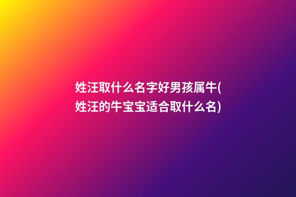 姓汪取什么名字好男孩属牛(姓汪的牛宝宝适合取什么名)