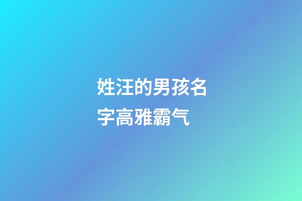 姓汪的男孩名字高雅霸气