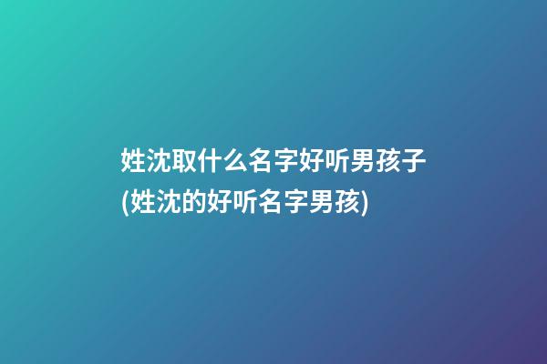 姓沈取什么名字好听男孩子(姓沈的好听名字男孩)