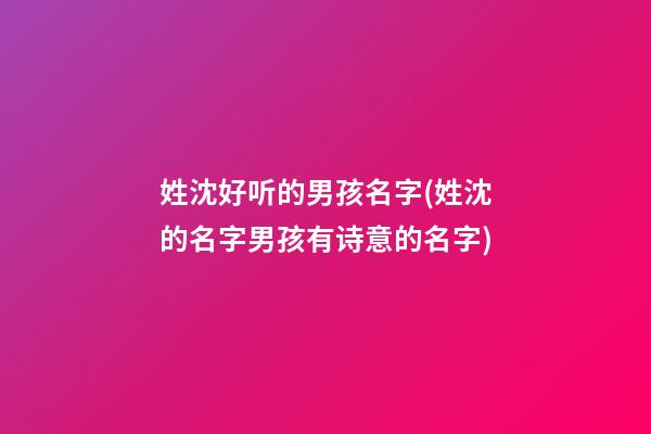 姓沈好听的男孩名字(姓沈的名字男孩有诗意的名字)
