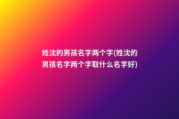 姓沈的男孩名字两个字(姓沈的男孩名字两个字取什么名字好)
