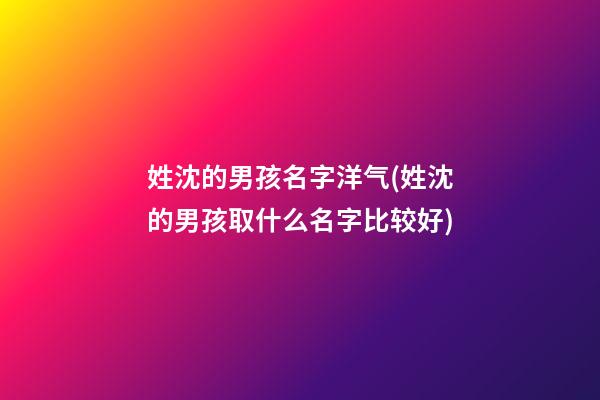 姓沈的男孩名字洋气(姓沈的男孩取什么名字比较好)