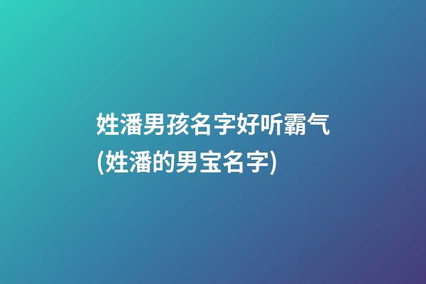 姓潘男孩名字好听霸气(姓潘的男宝名字)