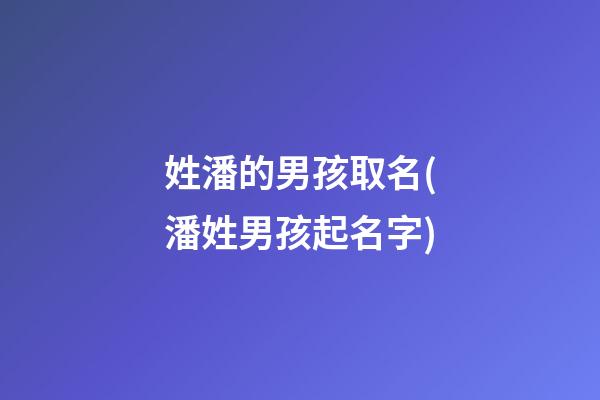 姓潘的男孩取名(潘姓男孩起名字)