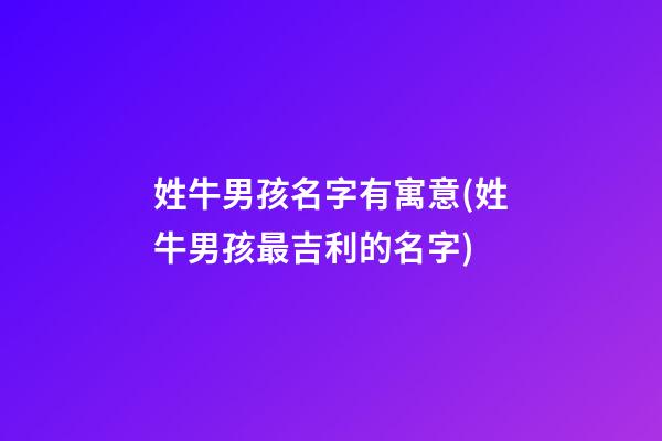 姓牛男孩名字有寓意(姓牛男孩最吉利的名字)