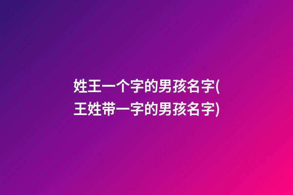 姓王一个字的男孩名字(王姓带一字的男孩名字)