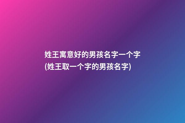 姓王寓意好的男孩名字一个字(姓王取一个字的男孩名字)