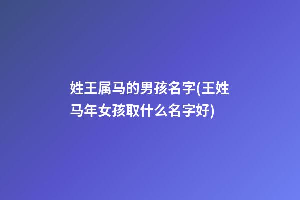 姓王属马的男孩名字(王姓马年女孩取什么名字好)