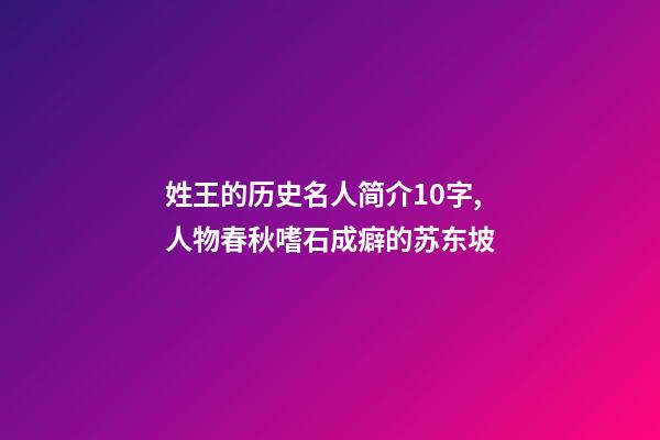 姓王的历史名人简介10字,人物春秋嗜石成癖的苏东坡-第1张-观点-玄机派