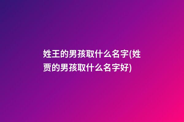 姓王的男孩取什么名字(姓贾的男孩取什么名字好)