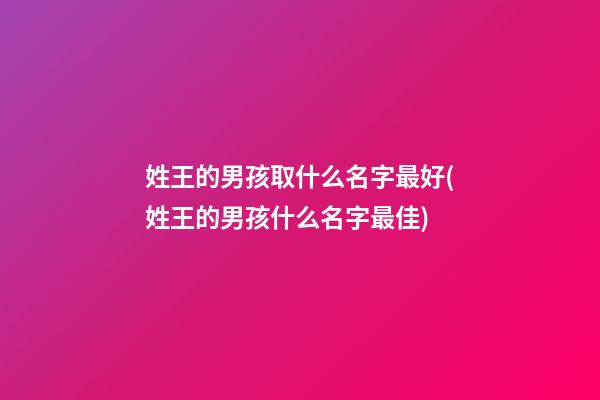 姓王的男孩取什么名字最好(姓王的男孩什么名字最佳)