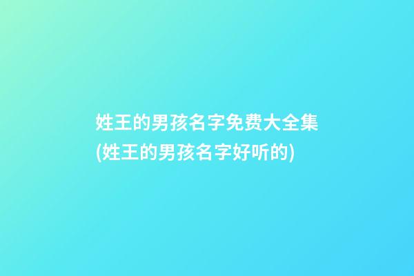 姓王的男孩名字免费大全集(姓王的男孩名字好听的)