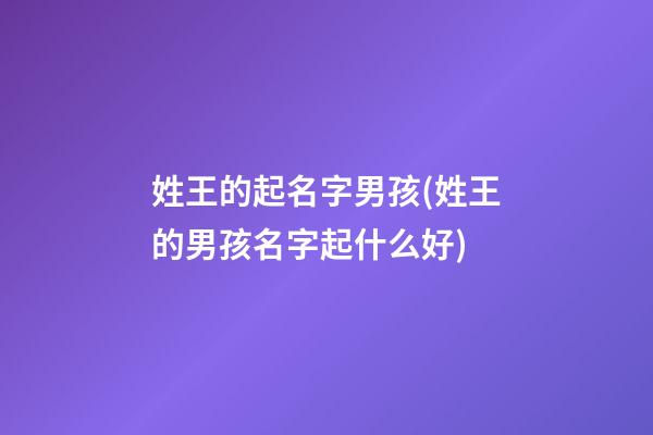 姓王的起名字男孩(姓王的男孩名字起什么好)
