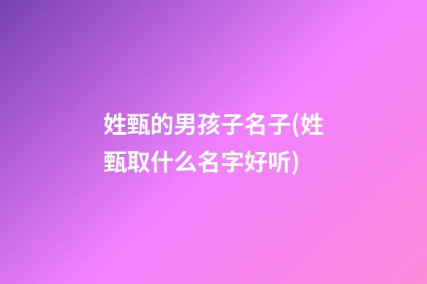 姓甄的男孩子名子(姓甄取什么名字好听)