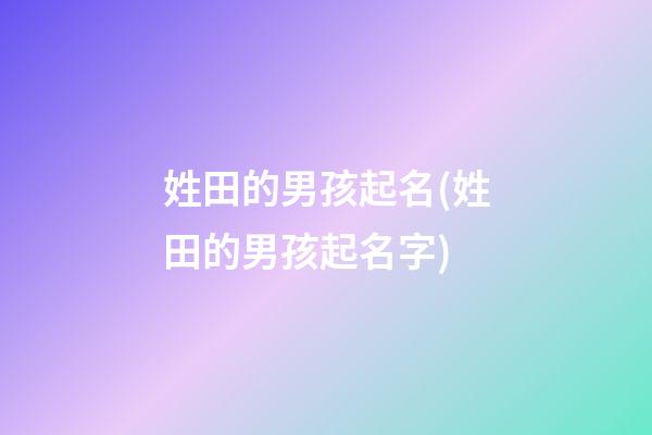 姓田的男孩起名(姓田的男孩起名字)