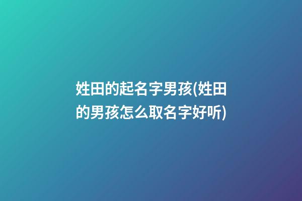 姓田的起名字男孩(姓田的男孩怎么取名字好听)