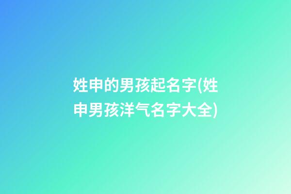 姓申的男孩起名字(姓申男孩洋气名字大全)