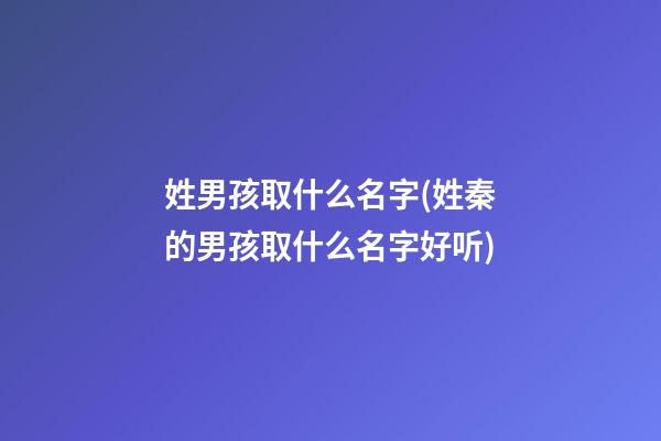 姓男孩取什么名字(姓秦的男孩取什么名字好听)